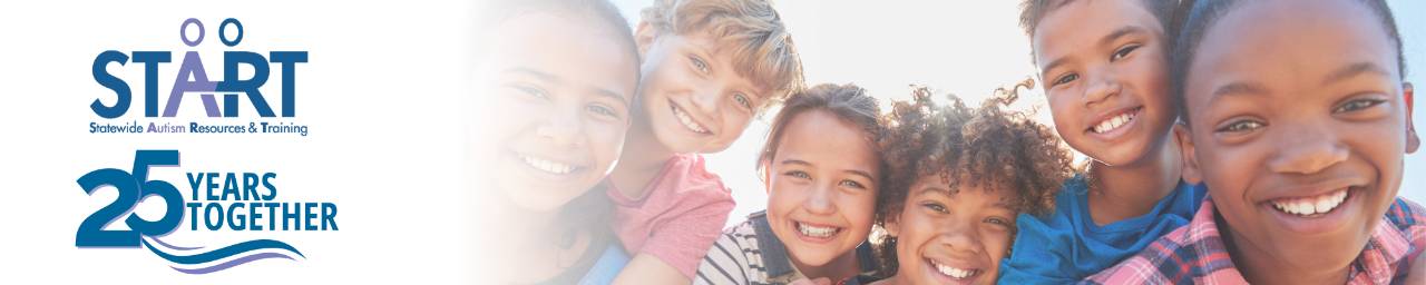 Children smiling with START logo